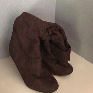 Knee high suede boots